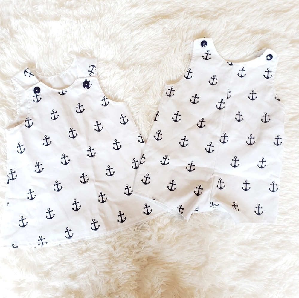 EUC twin nautical matching outfits💙💜